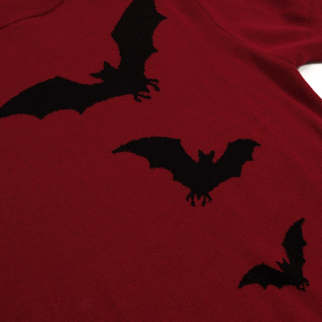 Men's Vintage Brick Red Batwing Jacquard Knit T-Shirt