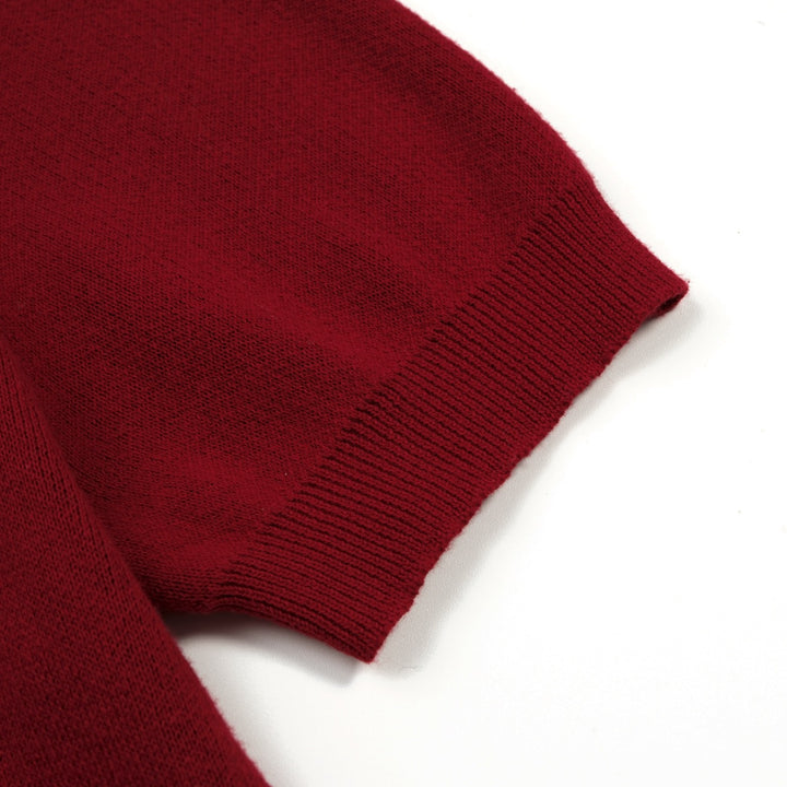 Men's Vintage Brick Red Batwing Jacquard Knit T-Shirt
