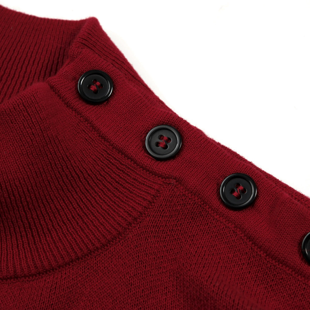 Men's Vintage Brick Red Batwing Jacquard Knit T-Shirt