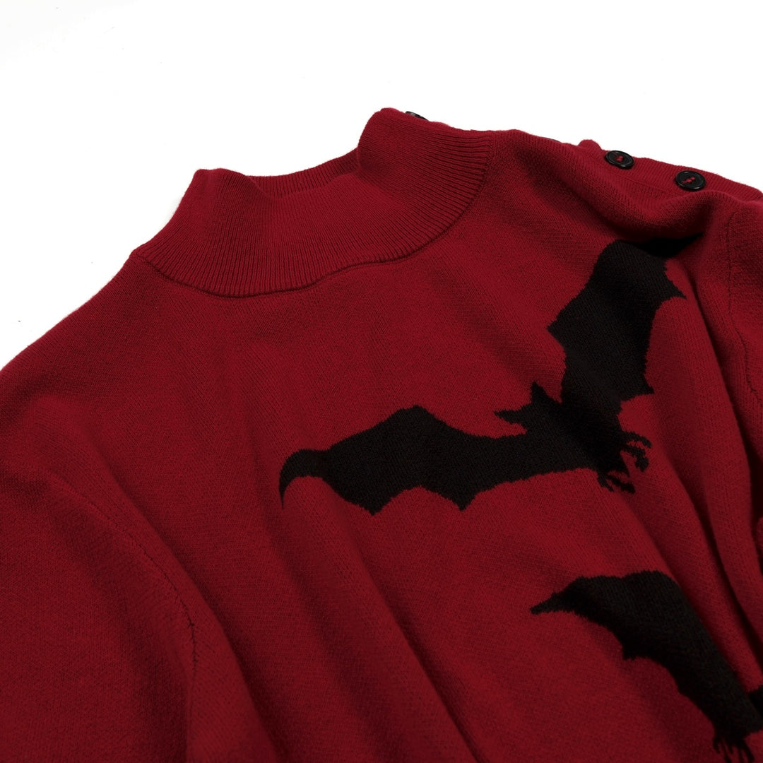 Men's Vintage Brick Red Batwing Jacquard Knit T-Shirt