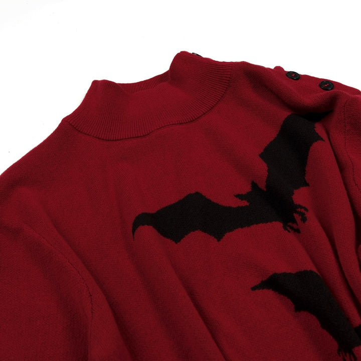 Men's Vintage Brick Red Batwing Jacquard Knit T-Shirt