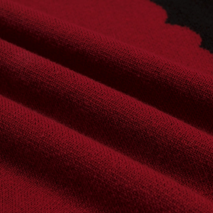 Men's Vintage Brick Red Batwing Jacquard Knit T-Shirt