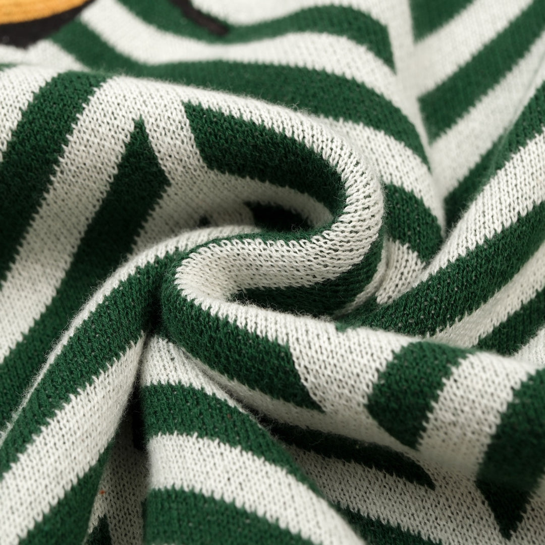 Heren Klassiek Groen Geborduurd Bijen Gebreid T-Shirt