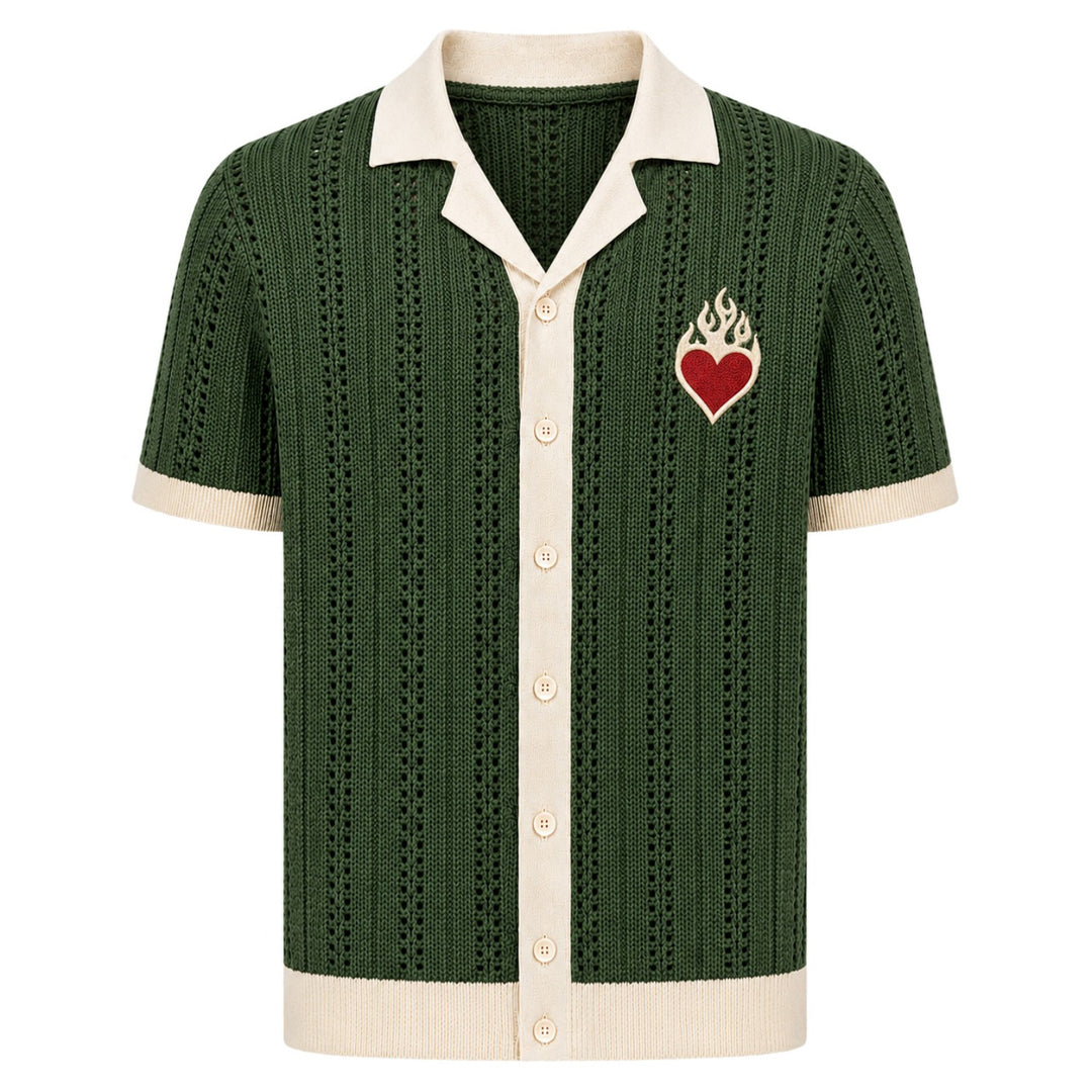 Herre strikket cardigan i sort retro modekunstdesign