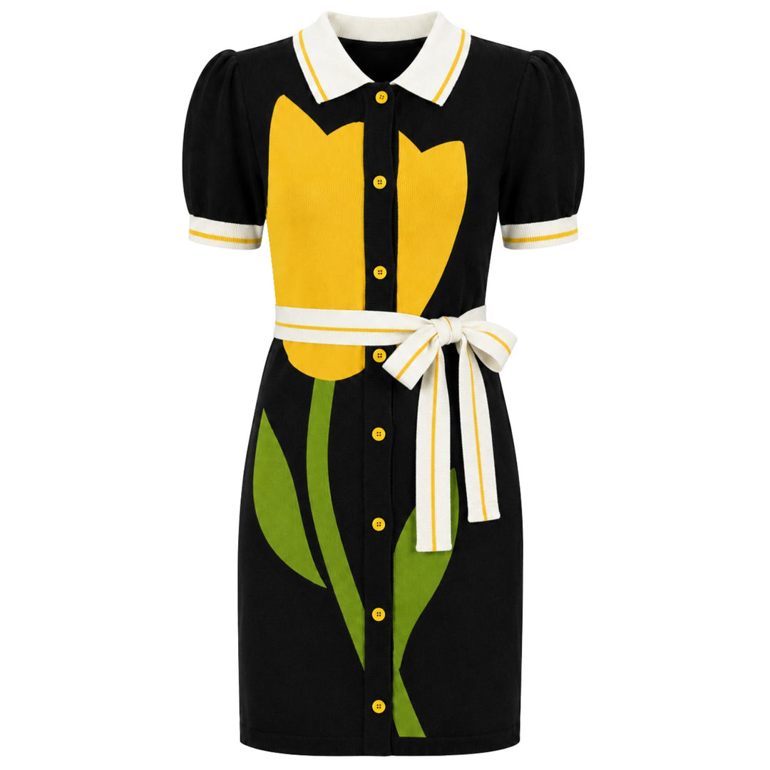 Women’s Floral Classic Pocket Short Sleeve Knit Dress