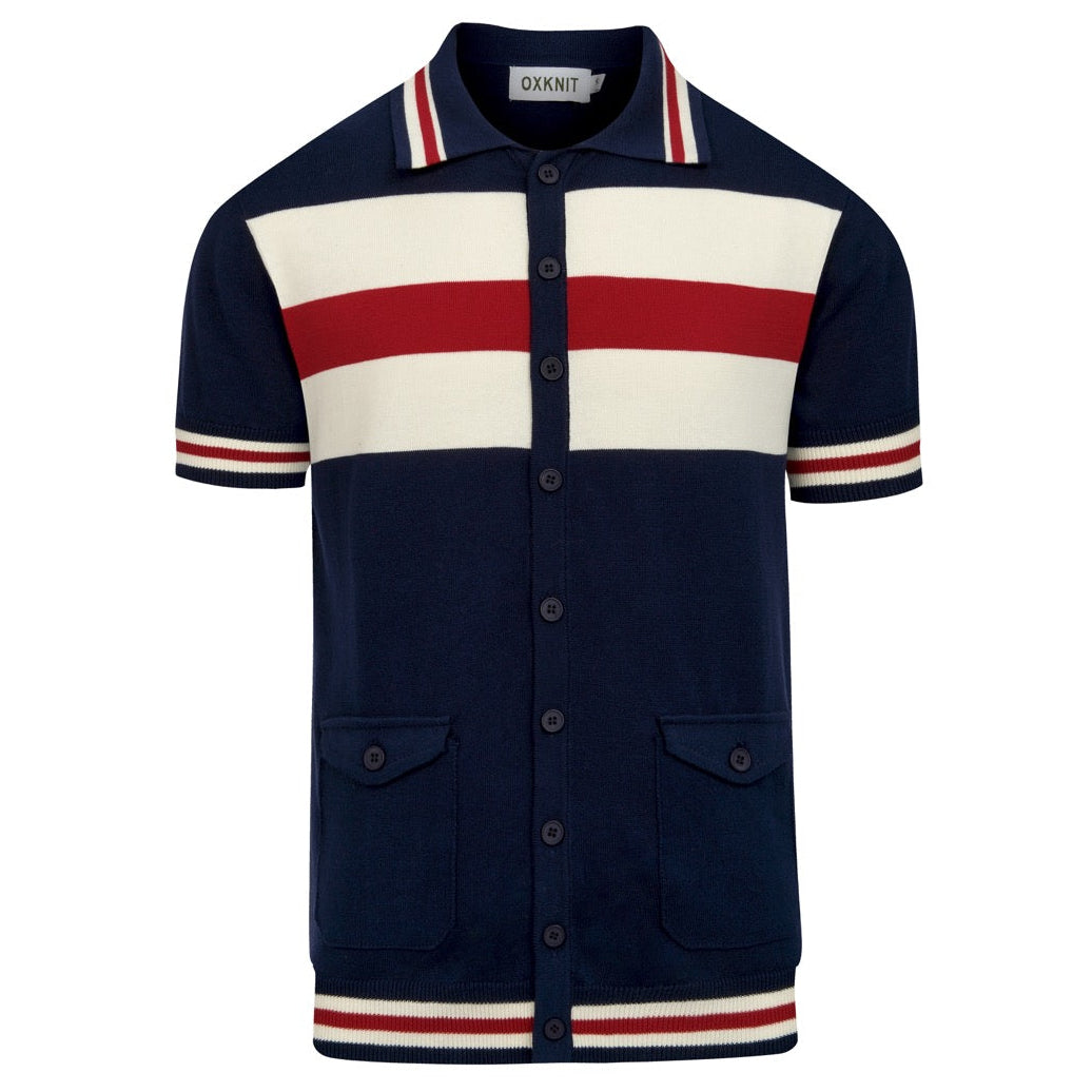 Cardigan en maille jacquard à rayures minimaliste rétro pour homme