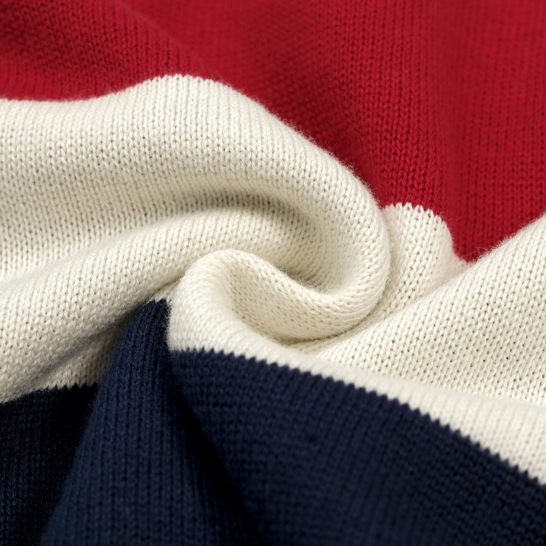 Cardigan en maille jacquard à rayures minimaliste rétro pour homme