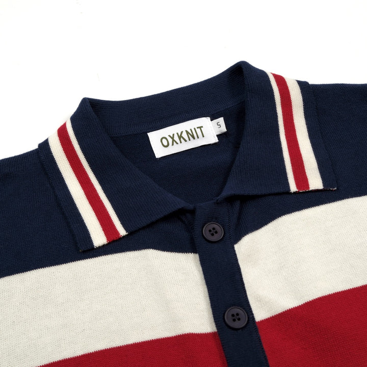 Cardigan en maille jacquard à rayures minimaliste rétro pour homme
