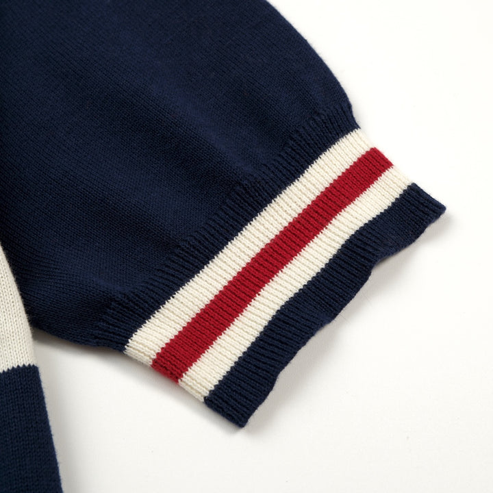 Cardigan en maille jacquard à rayures minimaliste rétro pour homme