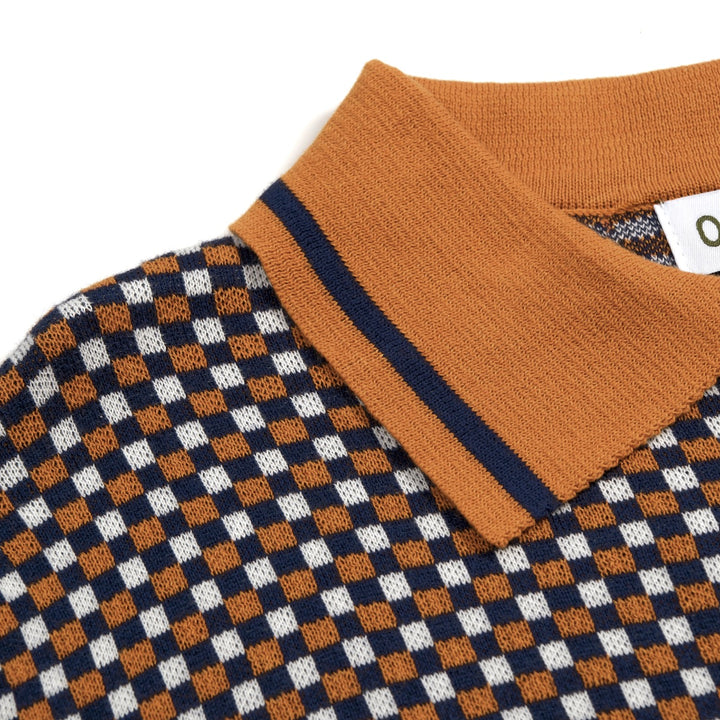 Men's Yellow Vintage Classic Jacquard Polo Knit Shirt
