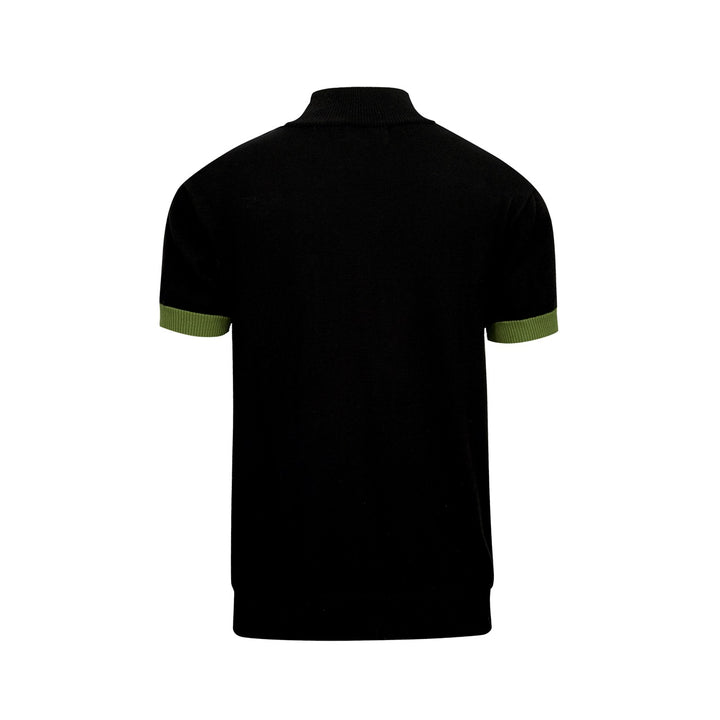 Men's Classic Black Retro Striped Art Jacquard Knit Shirt