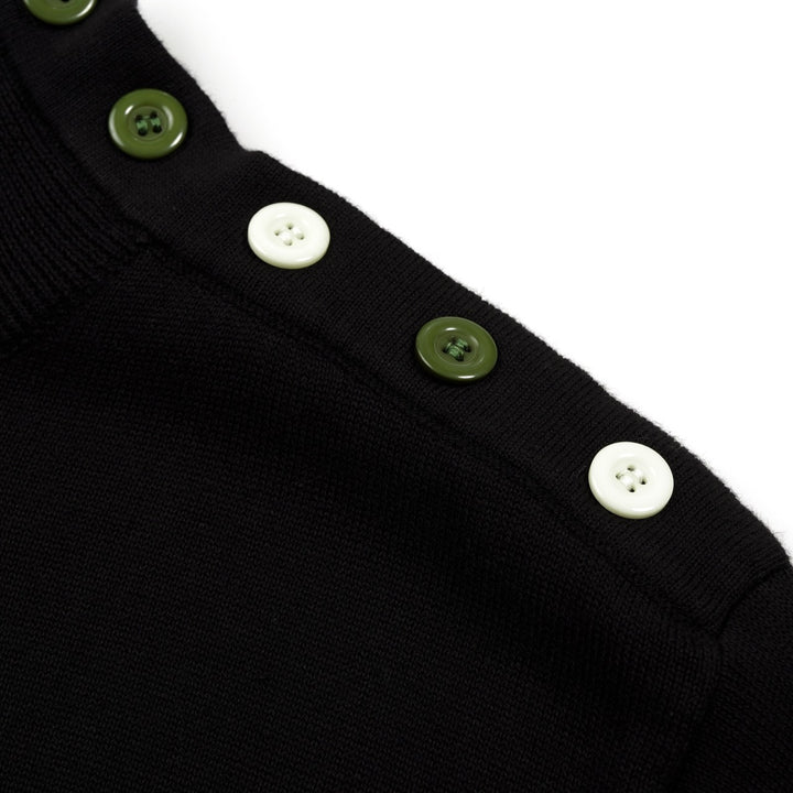 Men's Classic Black Retro Striped Art Jacquard Knit Shirt