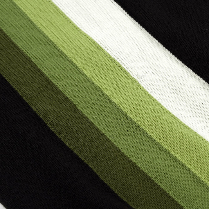 Men's Classic Black Retro Striped Art Jacquard Knit Shirt