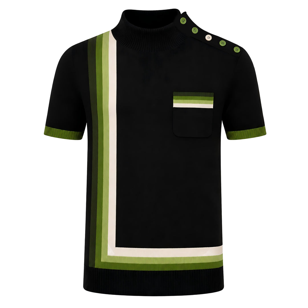 Polo de punto jacquard vintage a rayas color albaricoque para hombre