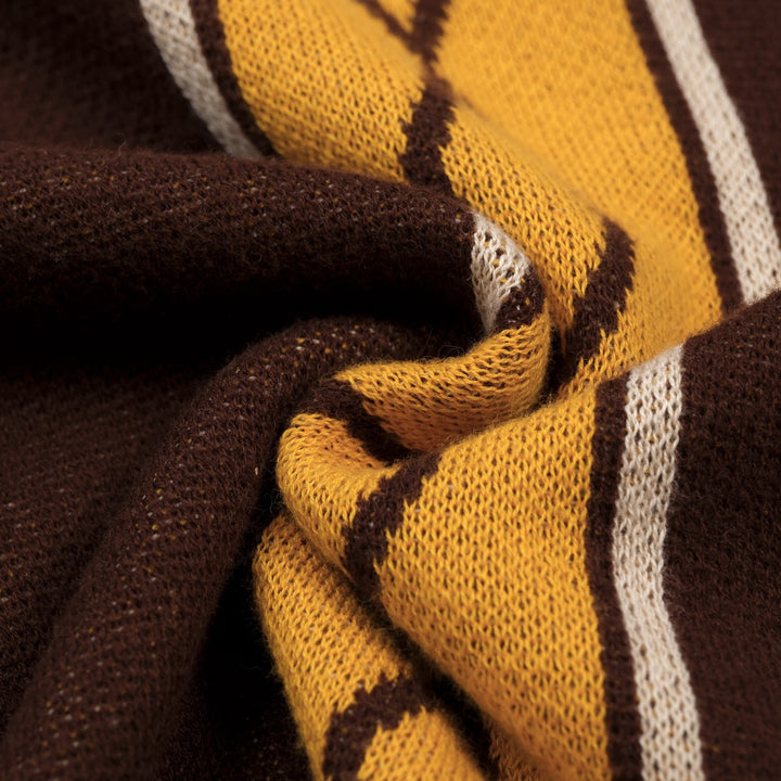 Men's Classic Artistic Brown Jacquard Polo Knit Shirt