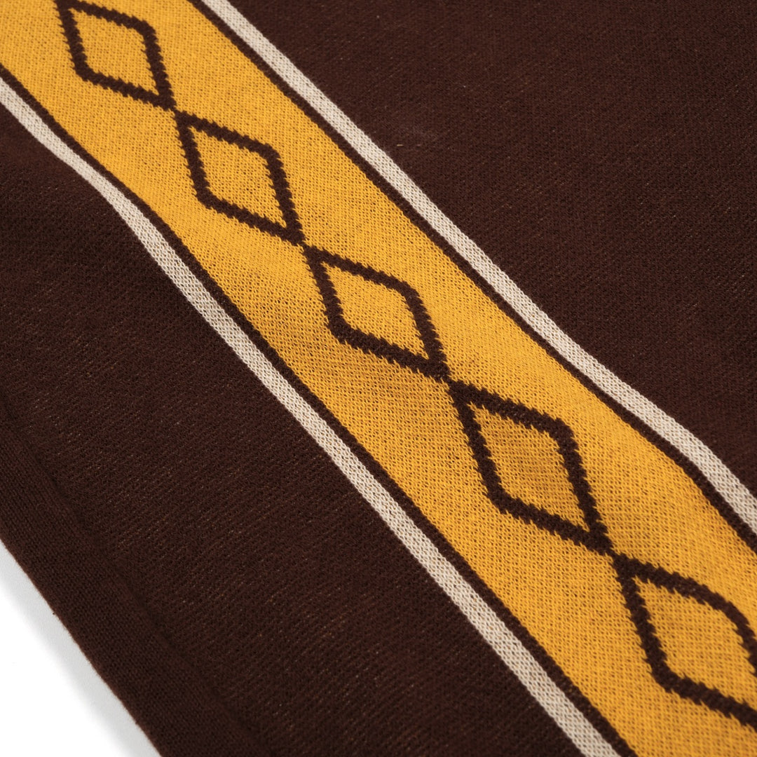 Men's Classic Artistic Brown Jacquard Polo Knit Shirt