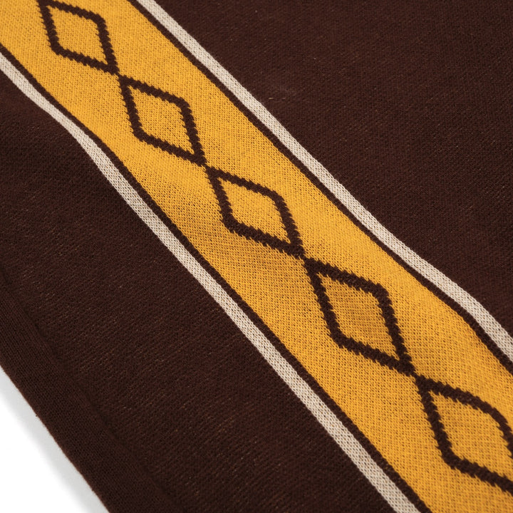 Men's Classic Artistic Brown Jacquard Polo Knit Shirt