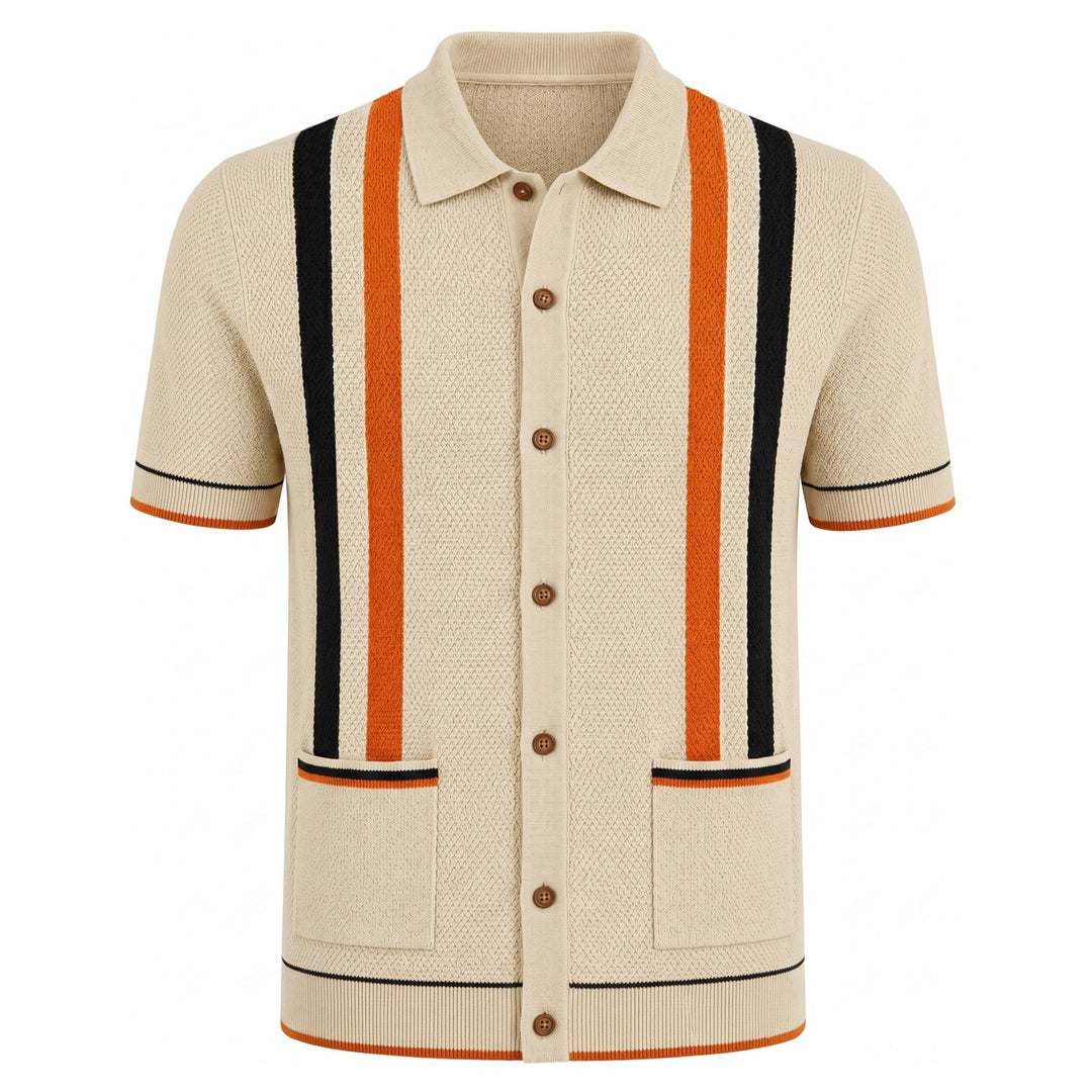 Cárdigan de punto con diseño artístico de moda retro negro para hombre