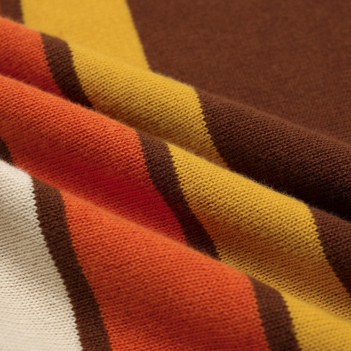 Polo en maille à rayures classiques marron pour homme avec motif étoile jacquard