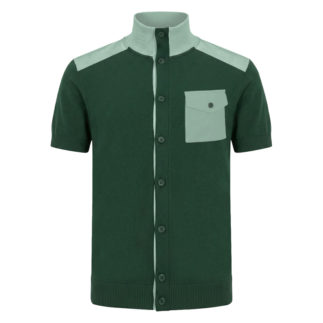 Cárdigan de punto con diseño artístico de moda retro negro para hombre