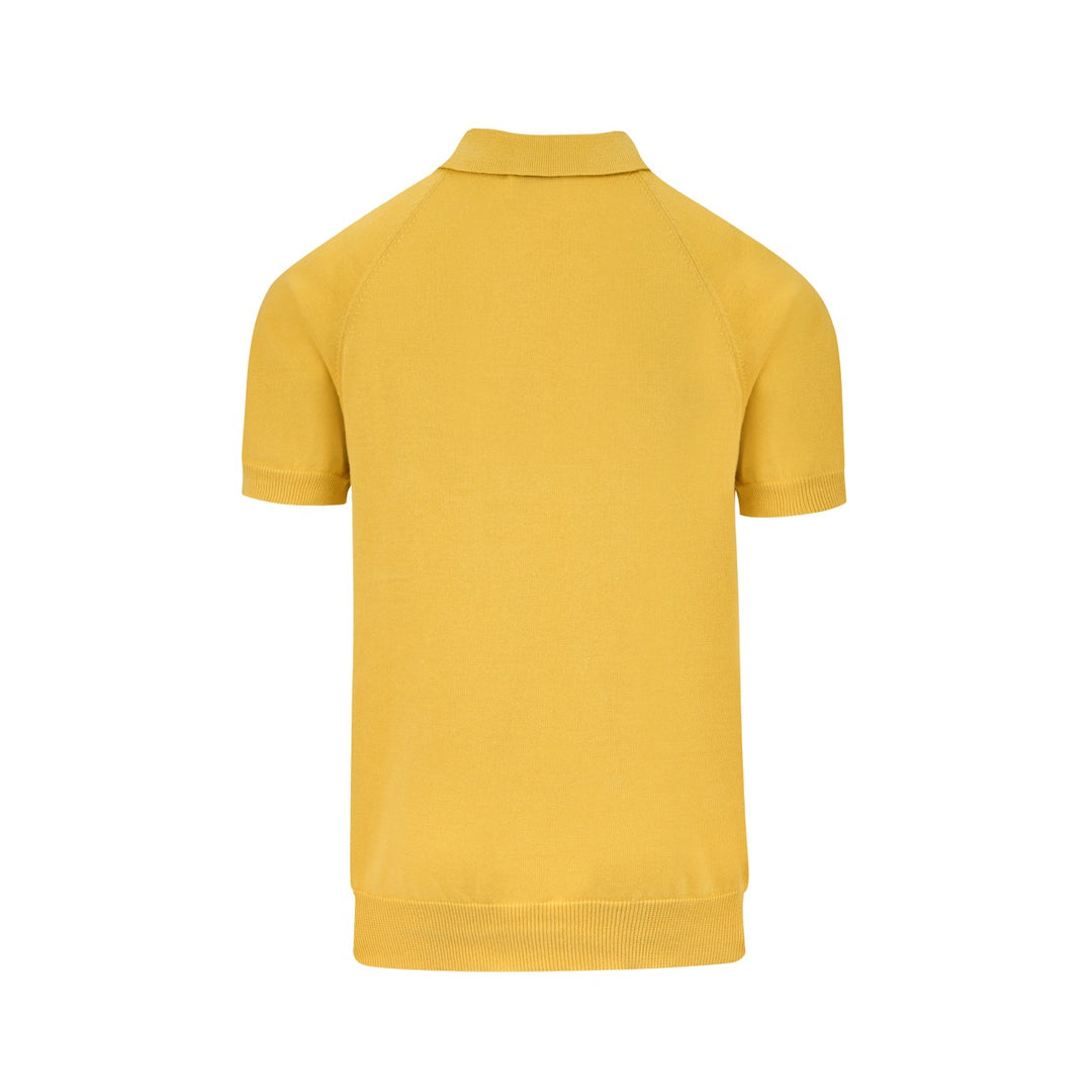 Polo de Malha Clássico Amarelo para Homem com Bordado de Cachorro
