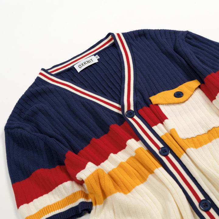 Herre Retro Stripet Klassisk Jacquard Strikket Cardigan