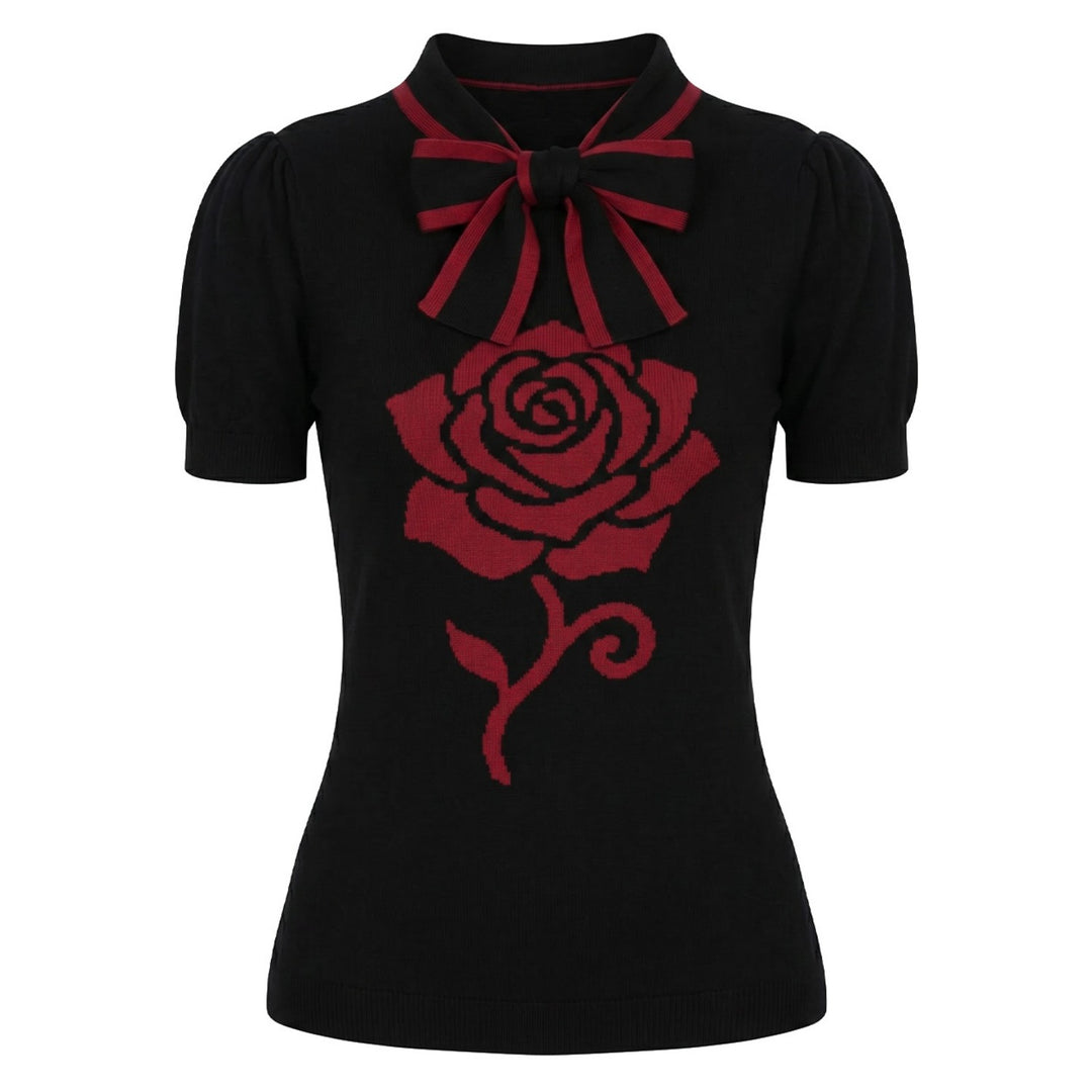 Camiseta de punto jacquard a rayas de mujer de color marrón