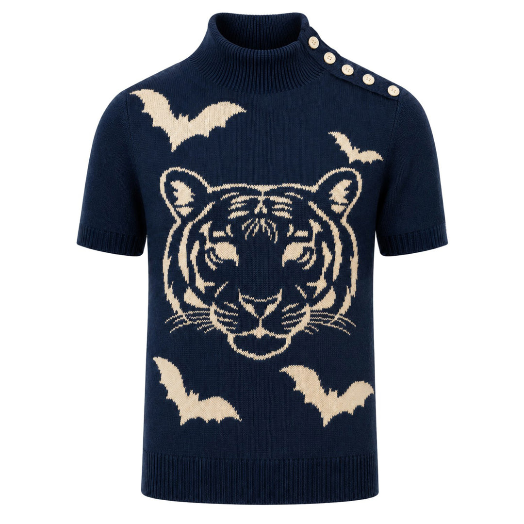 Polo de punto jacquard vintage a rayas color albaricoque para hombre