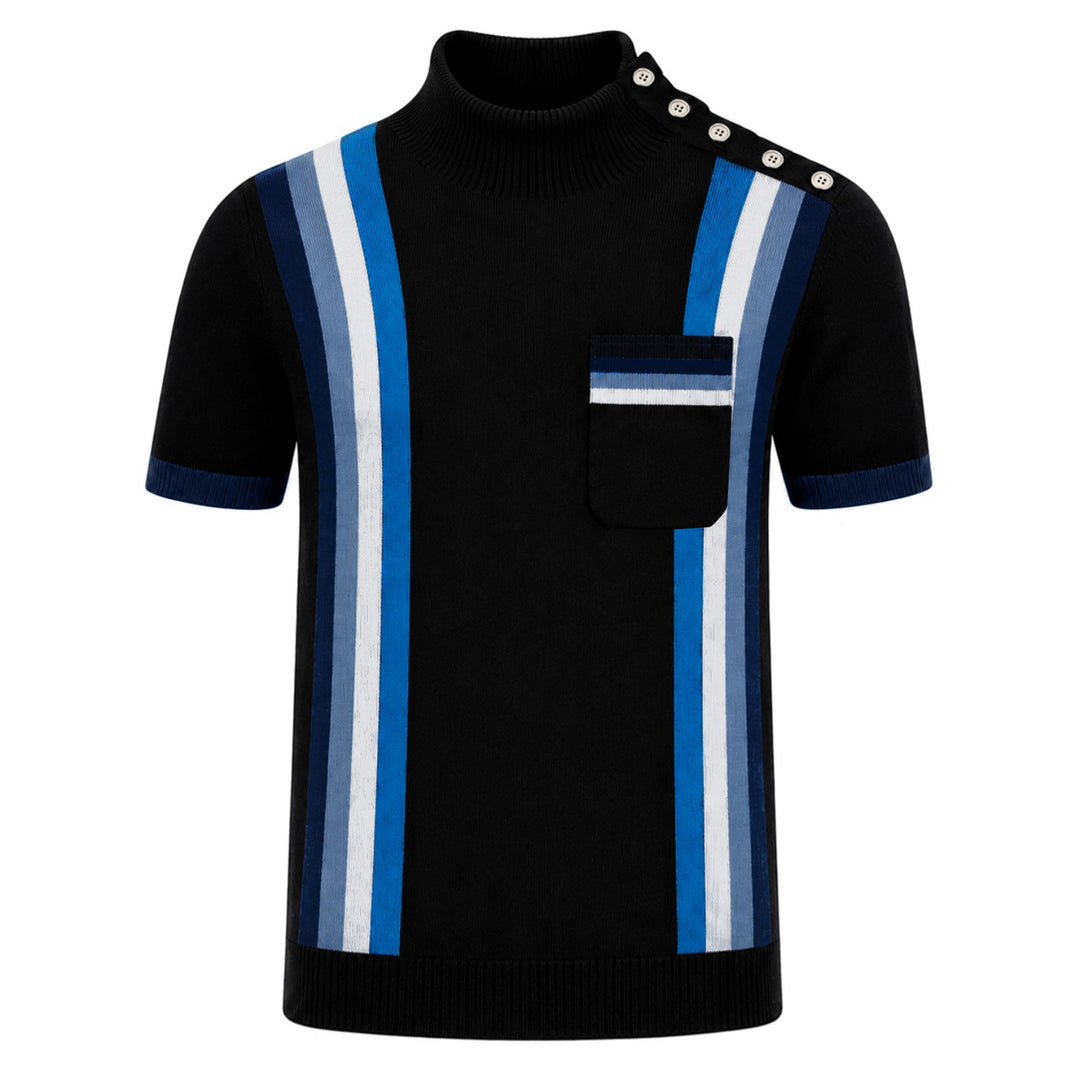Men's British Striped Retro Preppy Art Jacquard Knit Shirt