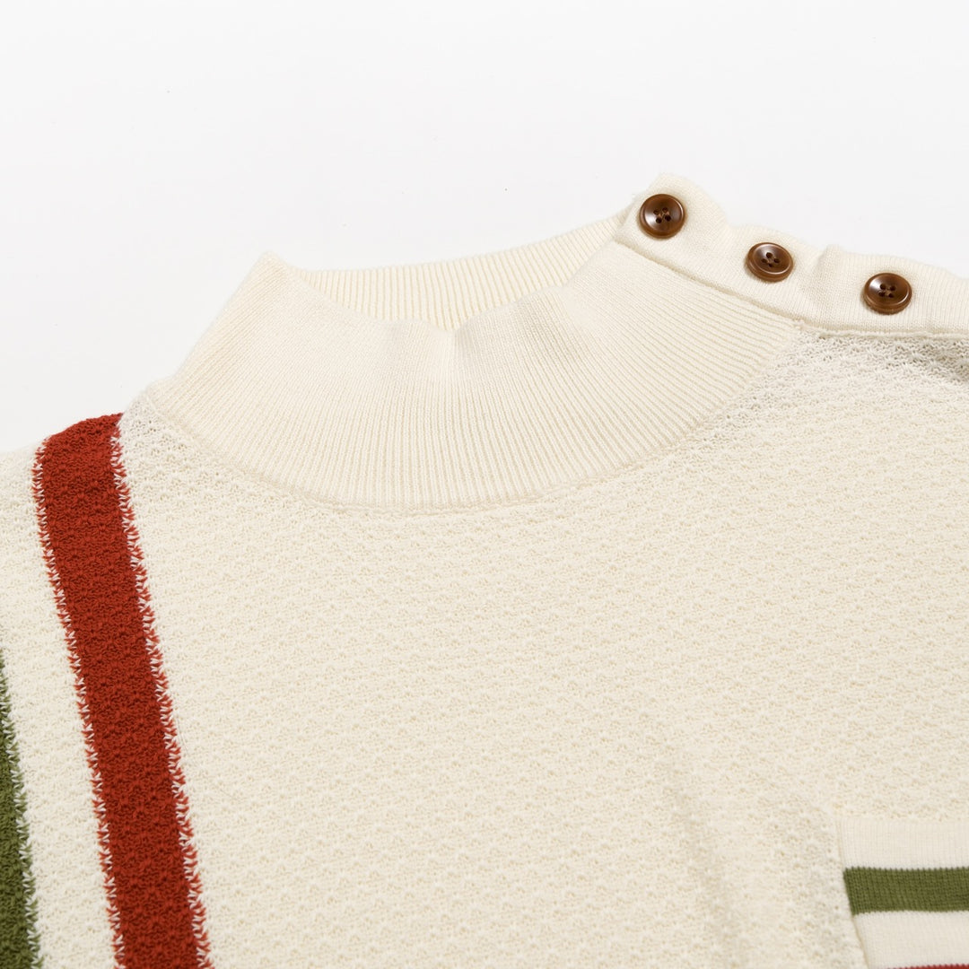Men's Classic British Style Artistic Striped Jacquard Knit Shirt