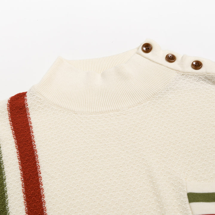 Men's Classic British Style Artistic Striped Jacquard Knit Shirt