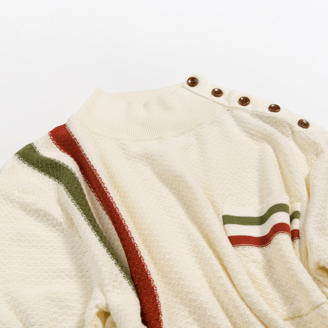 Men's Classic British Style Artistic Striped Jacquard Knit Shirt
