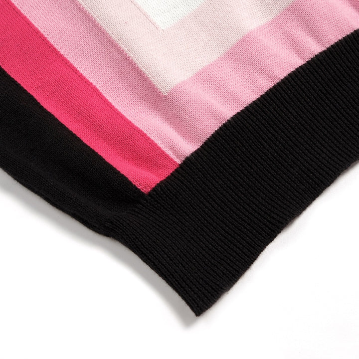 Men's Black Retro Casual Striped Jacquard Polo Knit Shirt
