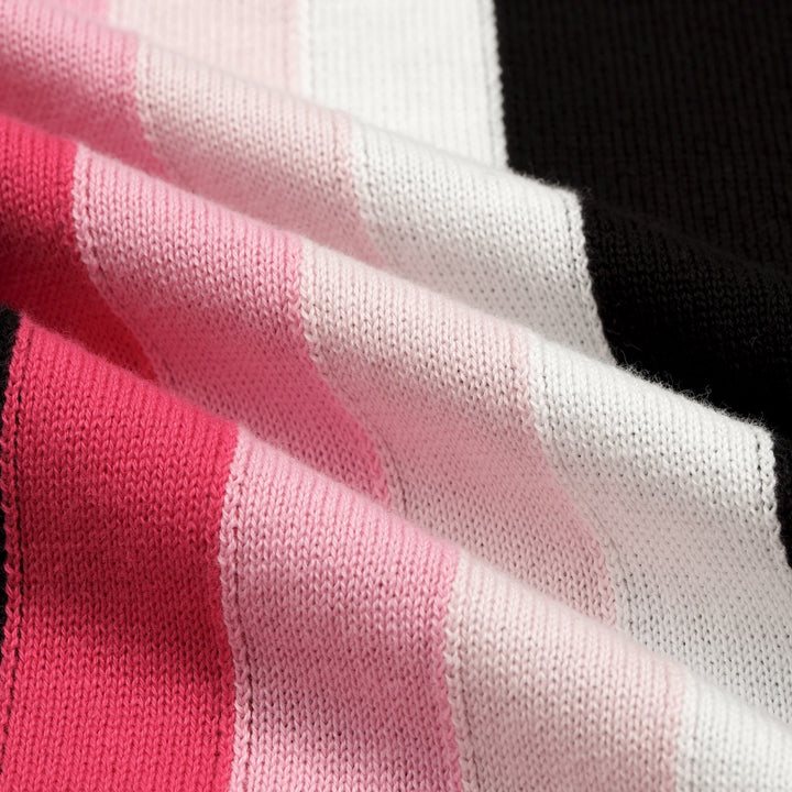 Men's Black Retro Casual Striped Jacquard Polo Knit Shirt
