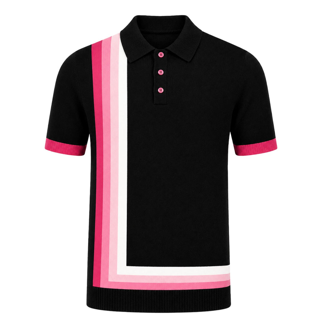 Polo de punto jacquard vintage a rayas color albaricoque para hombre