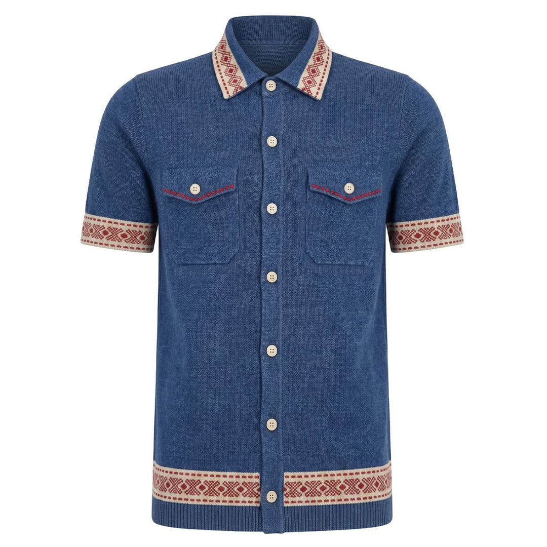 Cárdigan de punto con diseño artístico de moda retro negro para hombre