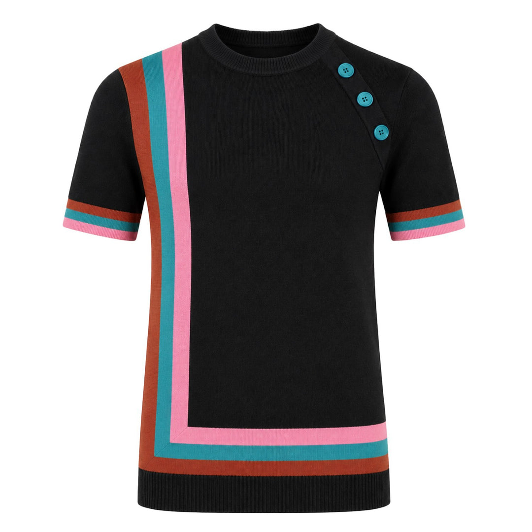 Herre blå minimalistisk retro Jacquard strik T-shirt