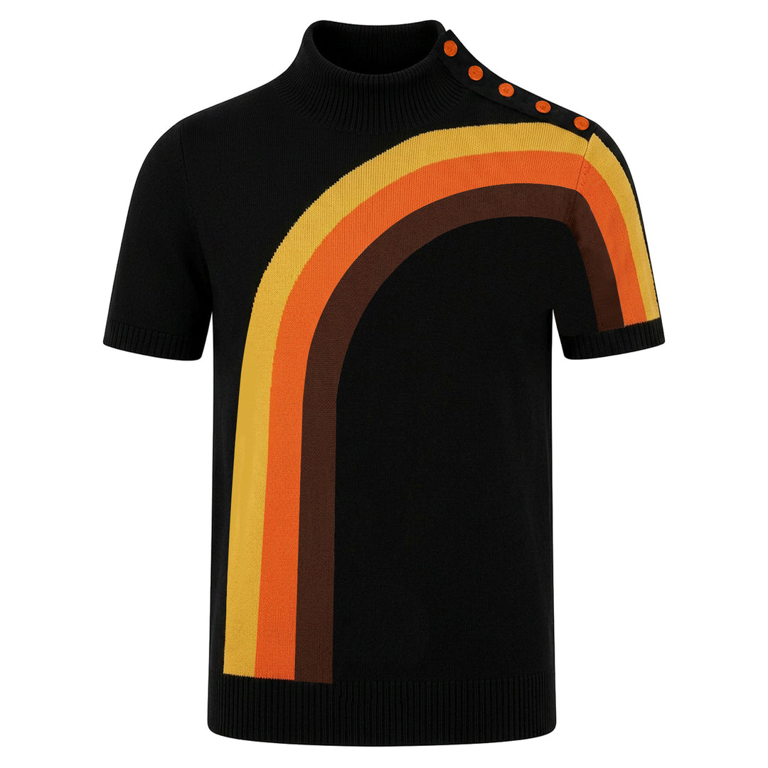 Herre blå minimalistisk retro Jacquard strik T-shirt