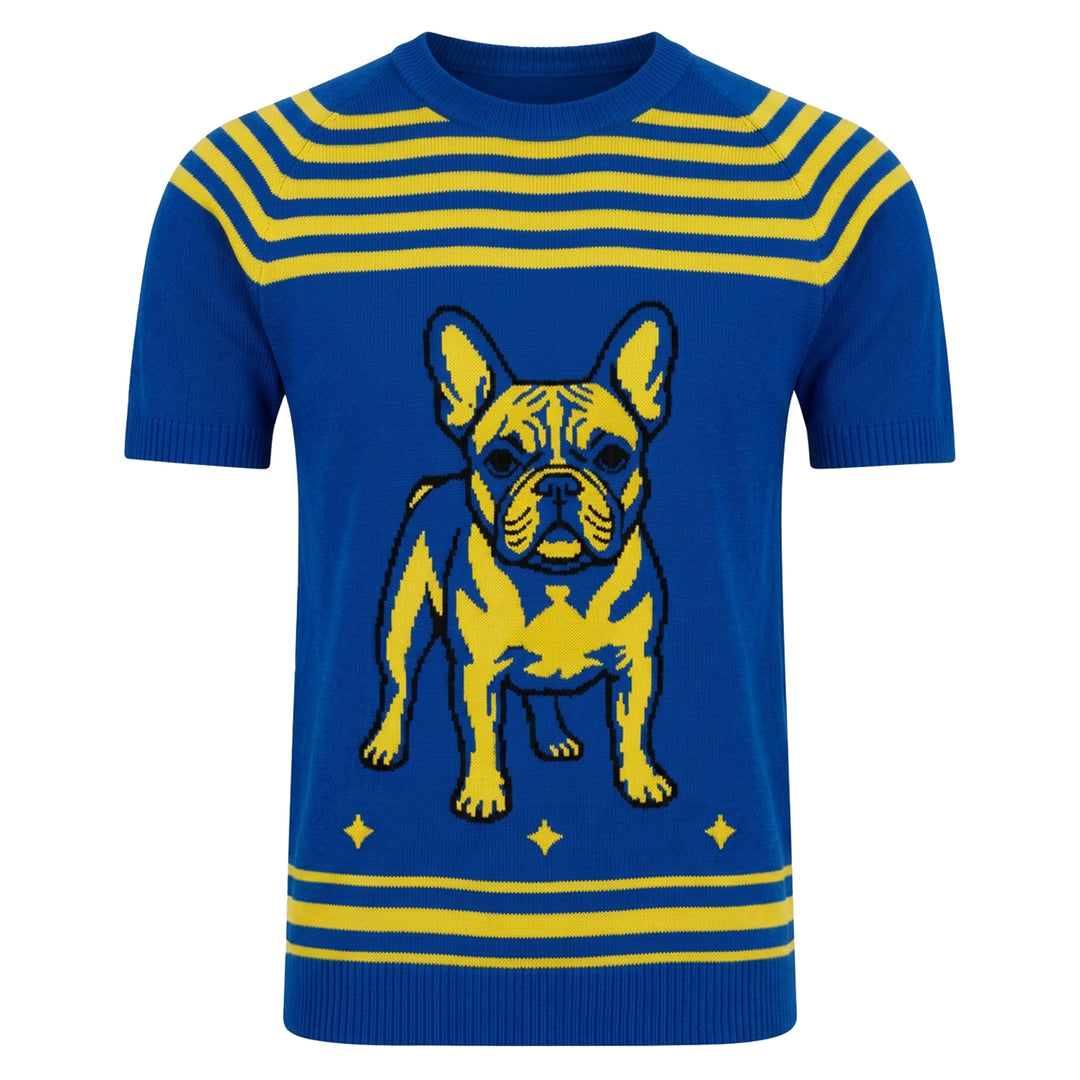 Herre blå minimalistisk retro Jacquard strik T-shirt