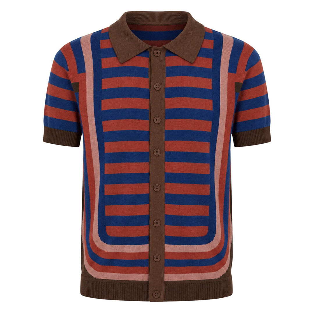 Men's Retro Multicolor Striped Jacquard Knitted Cardigan