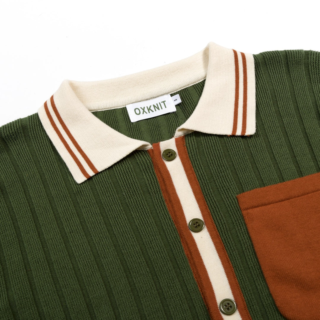 Men's Retro Green Artistic Minimalist Jacquard Cardigan