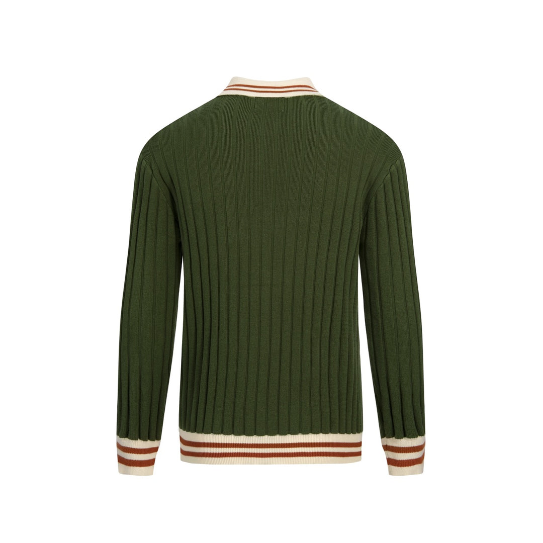 Men's Retro Green Artistic Minimalist Jacquard Cardigan