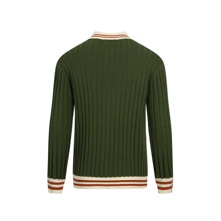 Men's Retro Green Artistic Minimalist Jacquard Cardigan