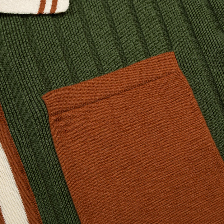 Men's Retro Green Artistic Minimalist Jacquard Cardigan