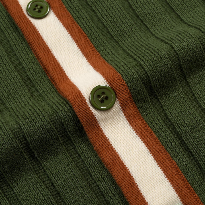 Men's Retro Green Artistic Minimalist Jacquard Cardigan