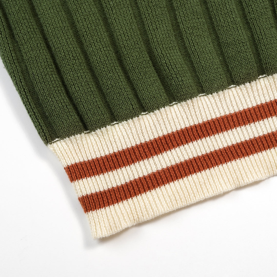 Men's Retro Green Artistic Minimalist Jacquard Cardigan