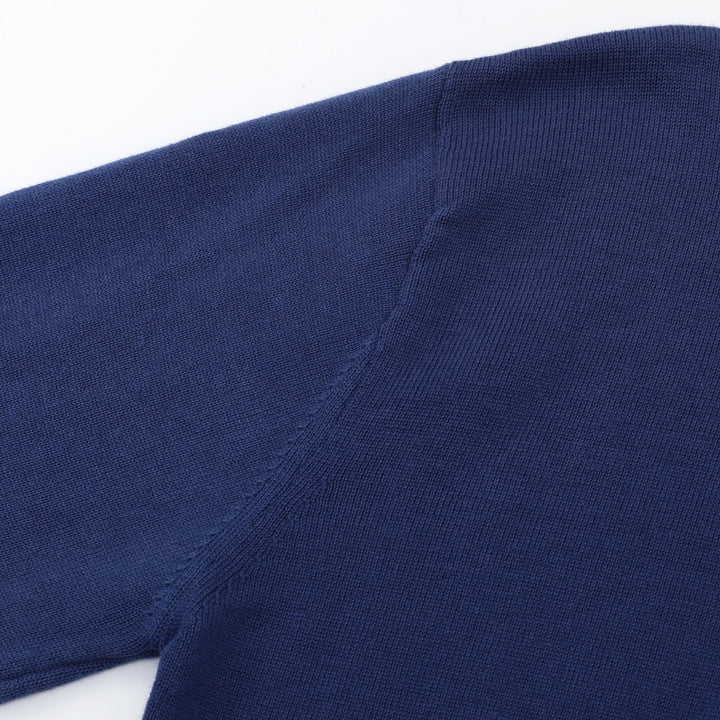 Men's Vintage British Dark Blue Airplane Embroidery Knit Polo