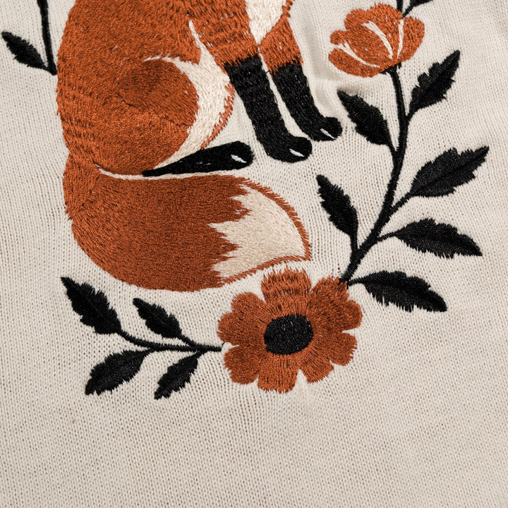 Men's British Brown Vintage Fox Embroidery Cardigan