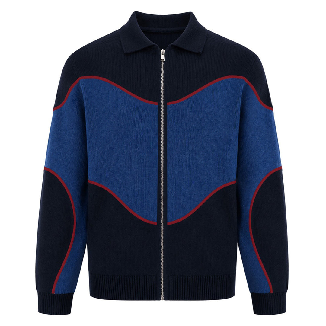 Cárdigan de jacquard de arte clásico a rayas vintage marrón para hombre