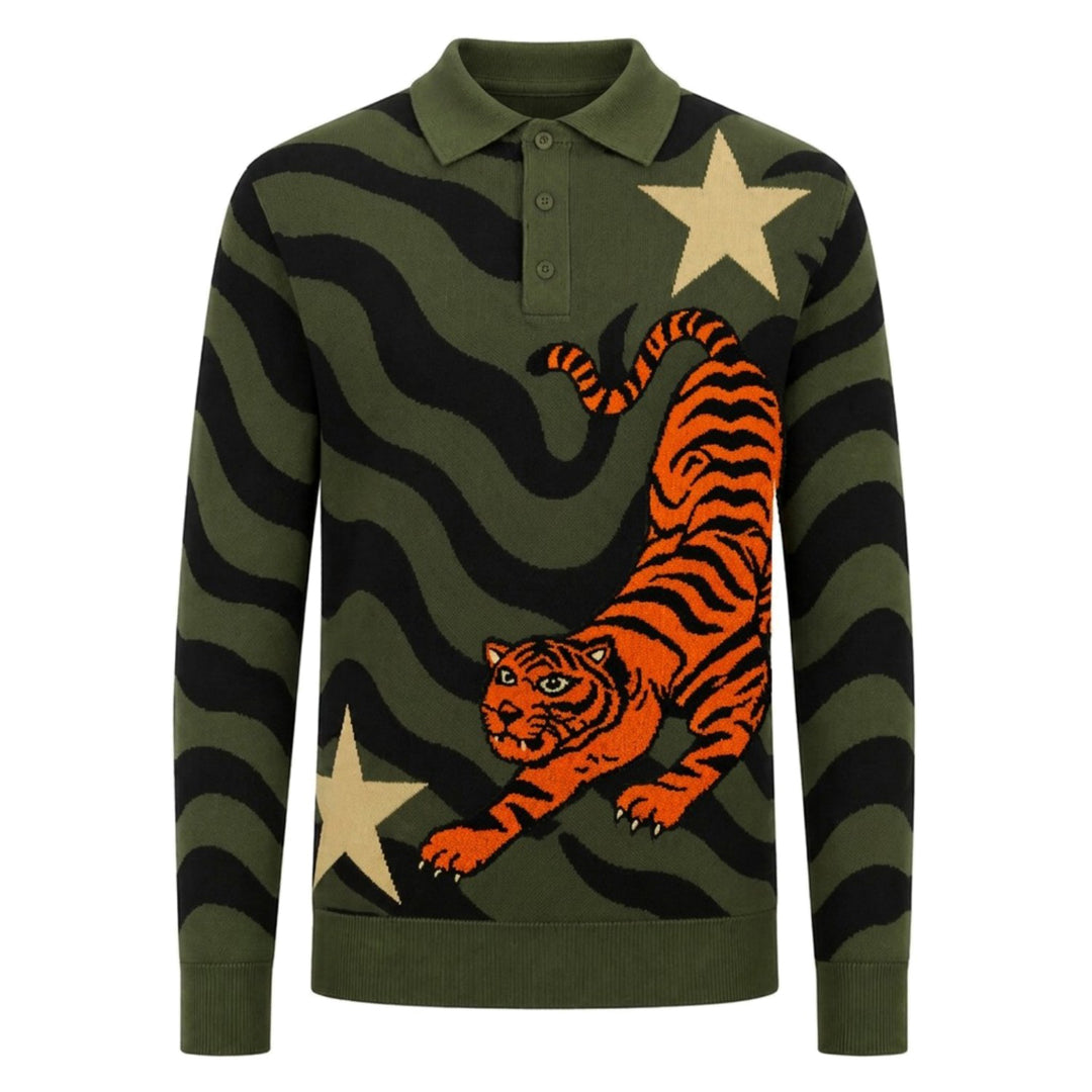 Polo de punto clásico con bordado de corazón verde para hombre (copia)